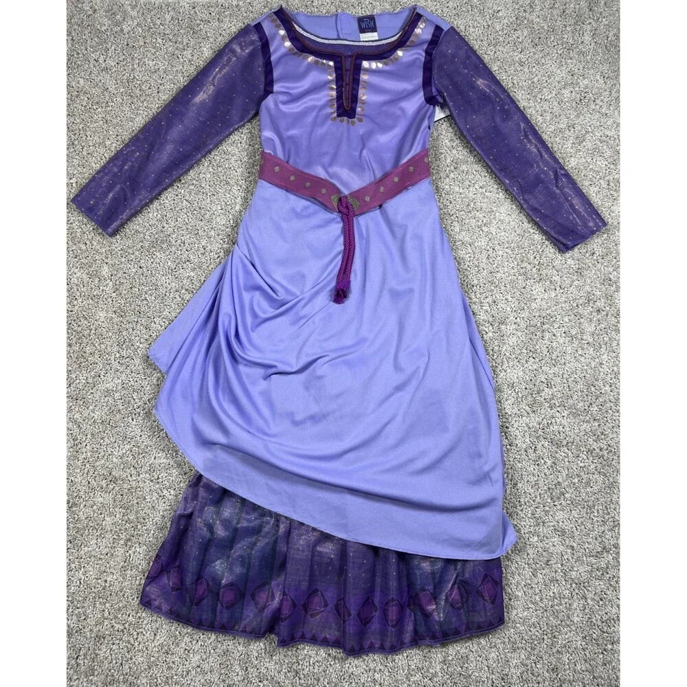 Disney Wish Asha Deluxe Costume Dress Girls Size M 7-8 NWT Purple